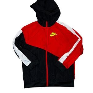 Nike Core Amplify Windrunner Nylon Windbreaker Black Red neon youth size medium